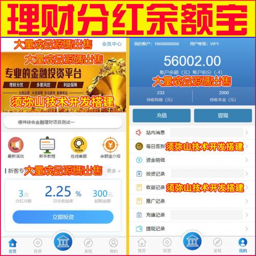 【修复版】金融理财源码 | 投资理财系统 |  每日返利 | 影视投资 | 积分商城 |可接 免签约支付系统 | 界面二种模板