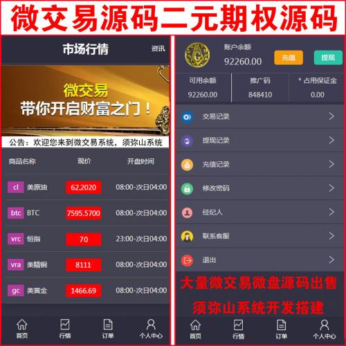 【完整版】微交易微盘二元期权MT4源码｜点位盘 | 精准K线行情 | 期货｜股票｜虚拟币｜外汇贵金属交易平台｜